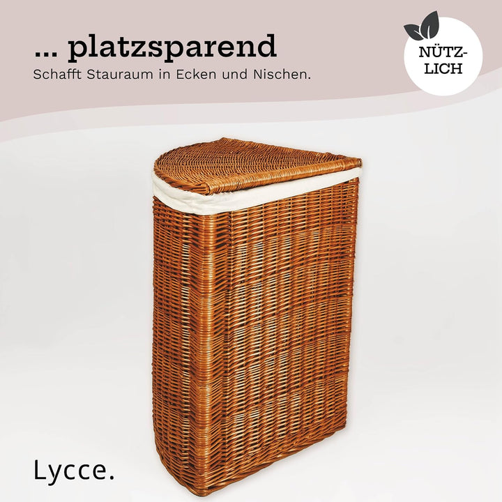 Lycce Wäschekorb mit Deckel 125 l Eckwäschekorb Weide natur Gr. 2 Grösse 2, Grösse 2