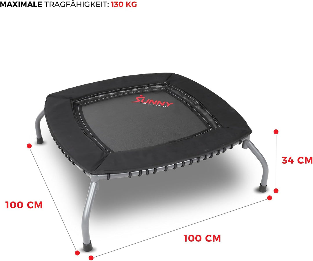 Sunny Eckiges Fitness-Trampolin mit Bungee-Federung, 91/102 cm | Trampolin ohne Metallfedern, Einzel