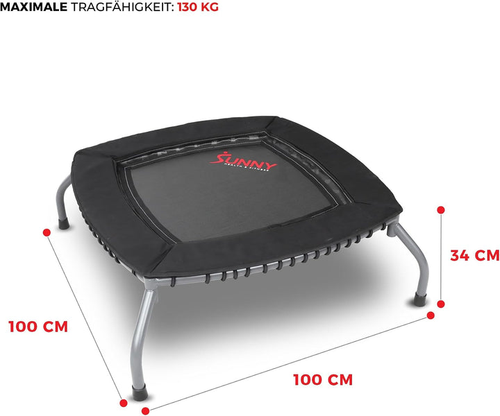 Sunny Eckiges Fitness-Trampolin mit Bungee-Federung, 91/102 cm | Trampolin ohne Metallfedern, Einzel