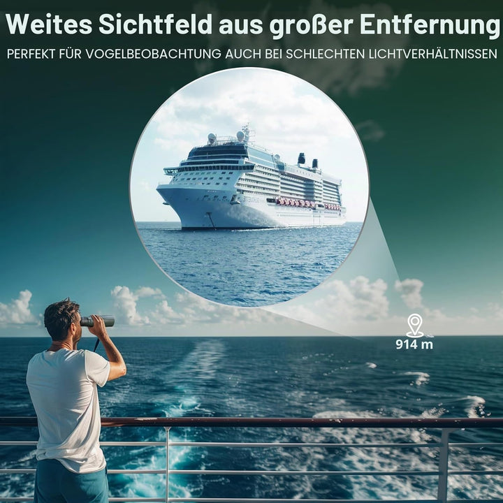 15x56 HD Fernglas Erwachsene - Aurosports Large View Fernglas mit klaren Low Light Vision - Leichtge