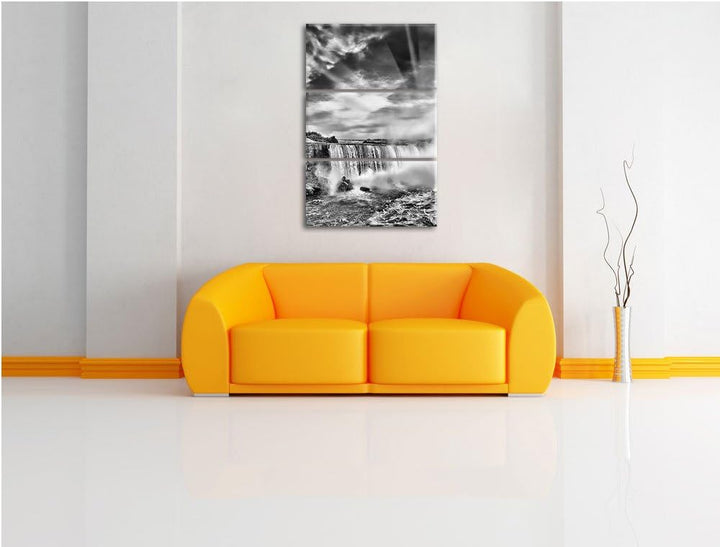 Pixxprint Niagarafälle bei Sonnenuntergang als Leinwandbild/Grösse: 3 Teilig (120x80 cm) cm/Wandbild