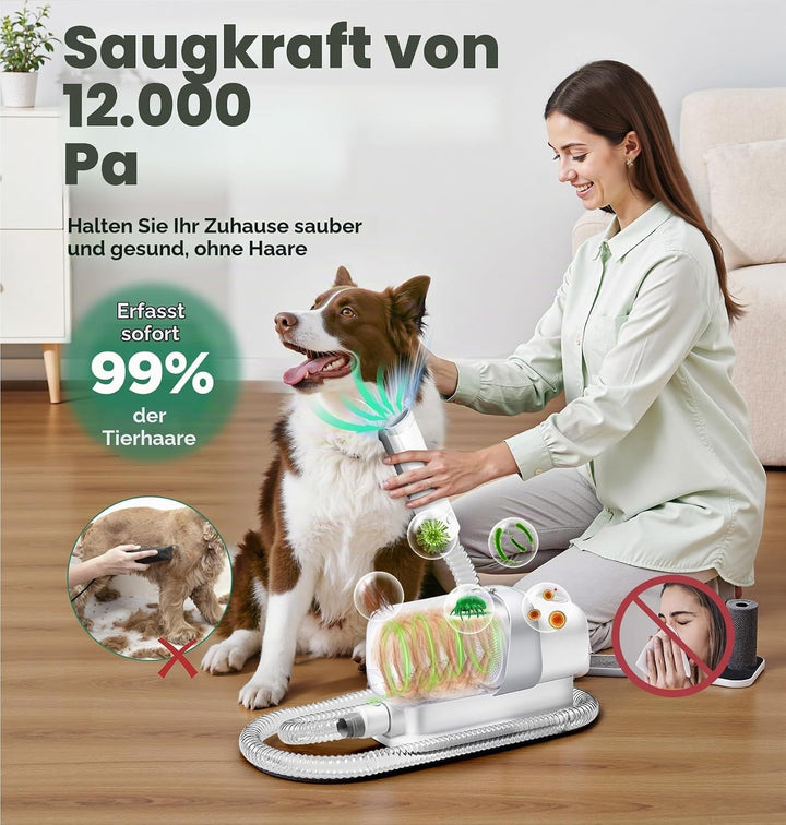 Gimars 2,3L Hundeschermaschine mit Staubsauger, 12000k Pa Saugkraft Hundestaubsauger Leises Schermas