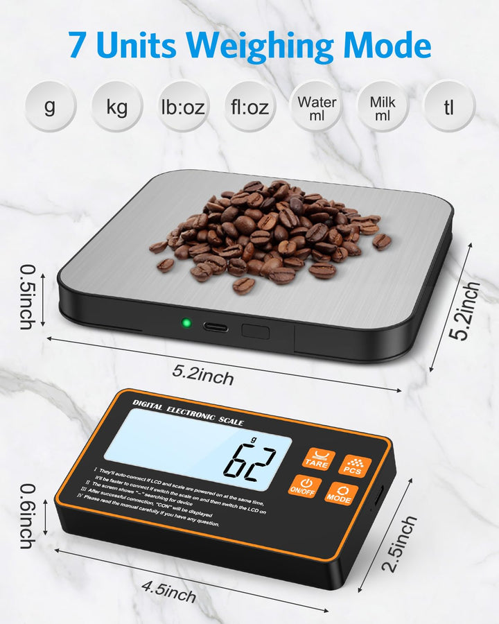 [Neu] Brifit Digitale Küchenwaage 15kg/1g mit Abnehmbarem Display – Wiederaufladbare Küchenwaage mit