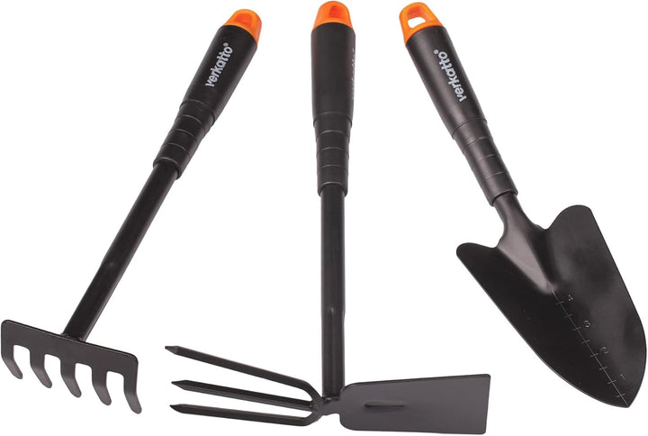 MIVOS 3-TLG Gartengeräte Set für Gartenpflege aus Stahl - Gartenwerkzeug Set mit Blumenkelle Handrec