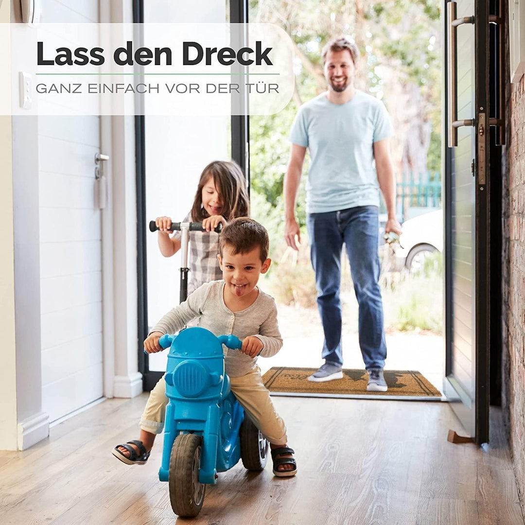 Entrando Fussmatte Kokos mit Motiv – schmutzfangmatte aussen & innen – kokosmatte fussmatte - rutsch