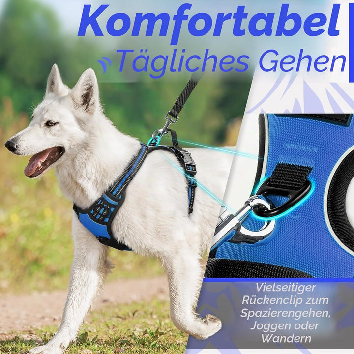 Eagloo Hundegeschirr Kleine Hunde, Anti Zug Hundegeschirr mit Reflexstreifen und Kontrolle, Verstell