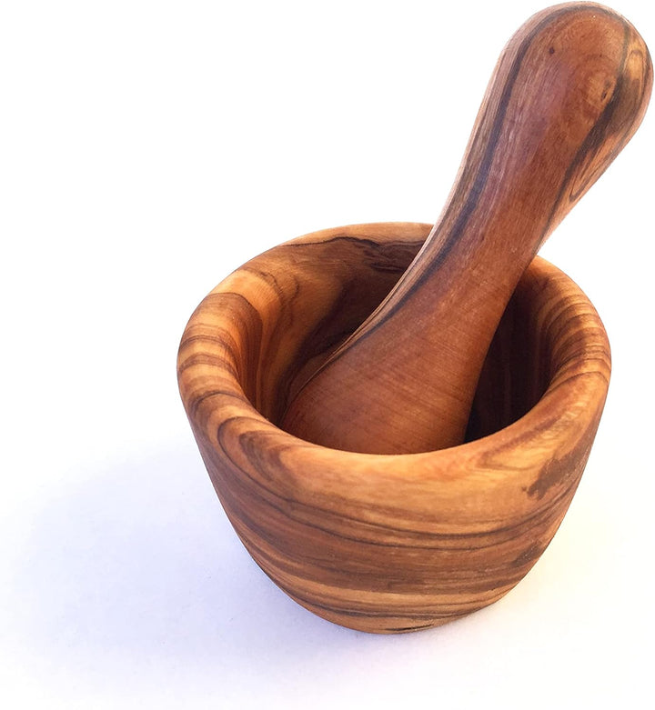 Mini Mörser mit Stössel, Küchenmörser, Gewürzmörser, aus Olivenholz in Handarbeit