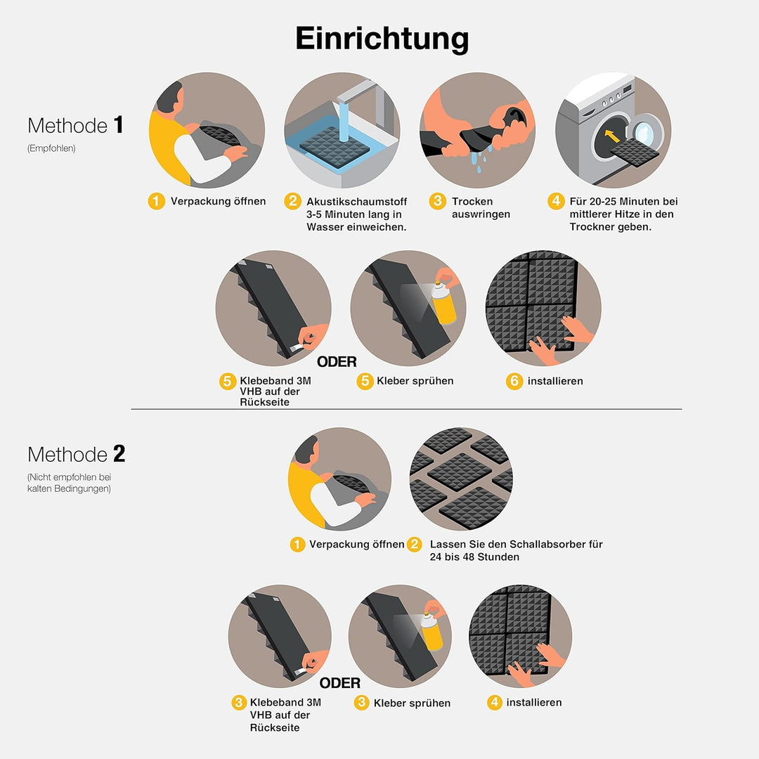 Fstop Labs 12 Stücke Akustikschaumstoff, 2,5x30x30 cm, 3D Hochdichte Schallabsorber Wand, Hall-Echo-