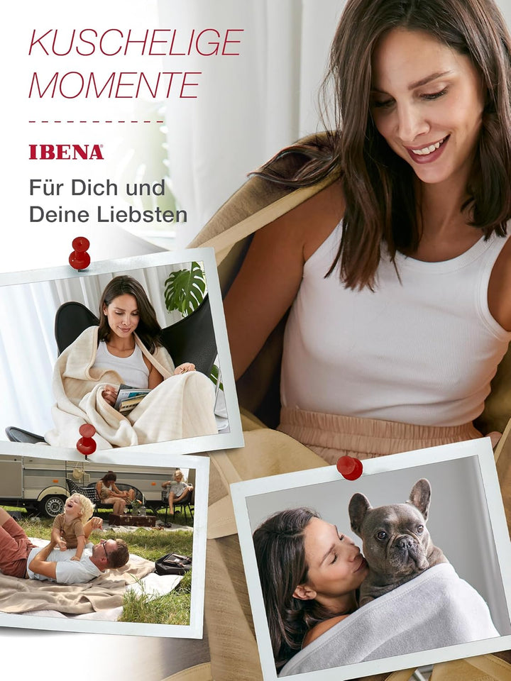 Ibena Fano Kuscheldecke 150x200 cm – Wohndecke grau hellgrau, tolle Wendedecke aus hochwertiger Baum