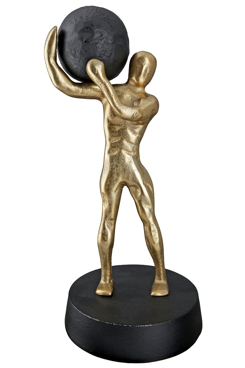 GILDE Deko Figur Skulptur Strong Stark XL - Moderne Kunst und Dekoration aus Kunstharz - Farbe: Gold