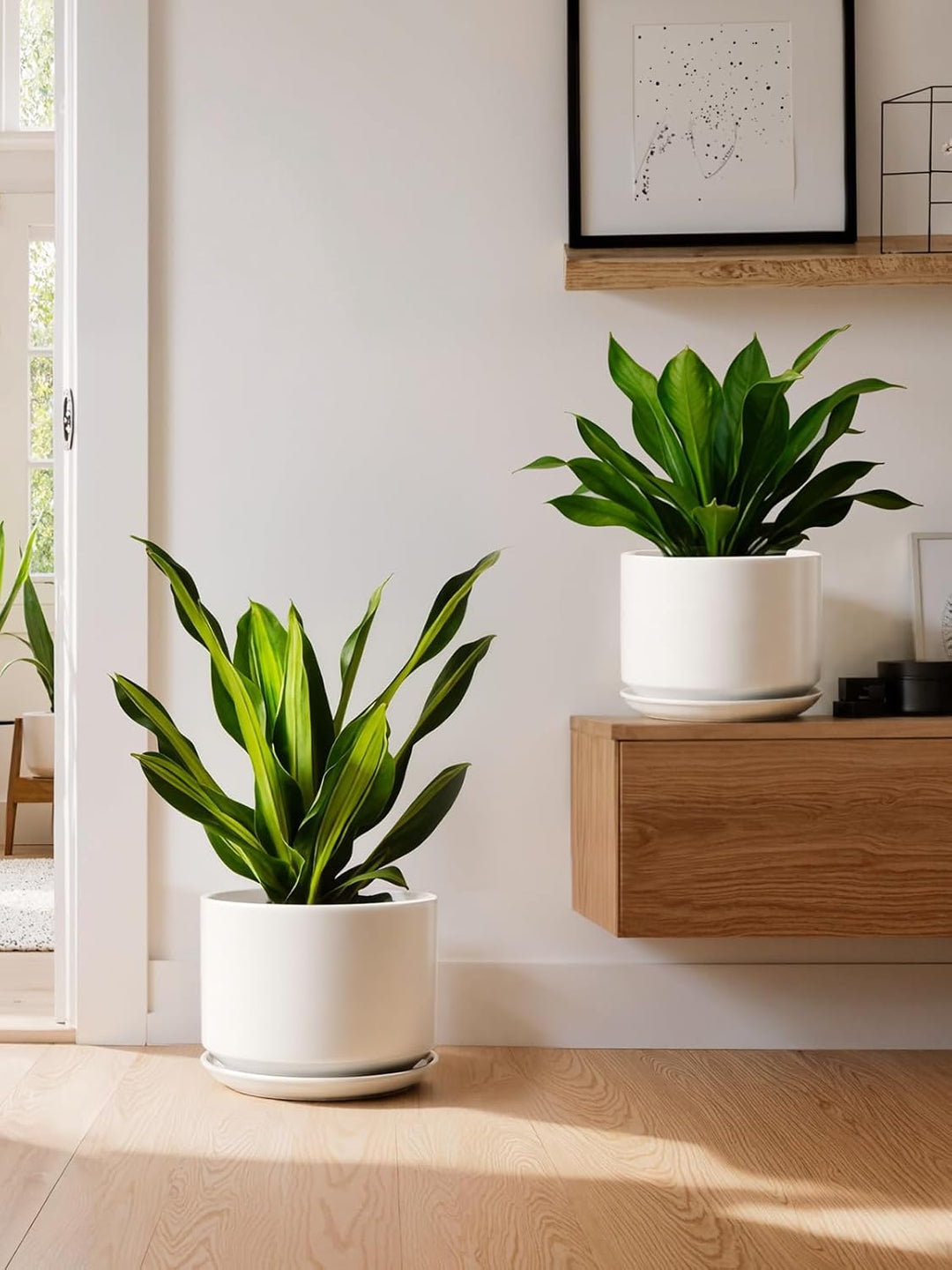 LE TAUCI 2er Pack Keramik Blumentopf Gross, 20+25 cm Durchmesser gross Töpfe Set, übertöpfe für Zimm
