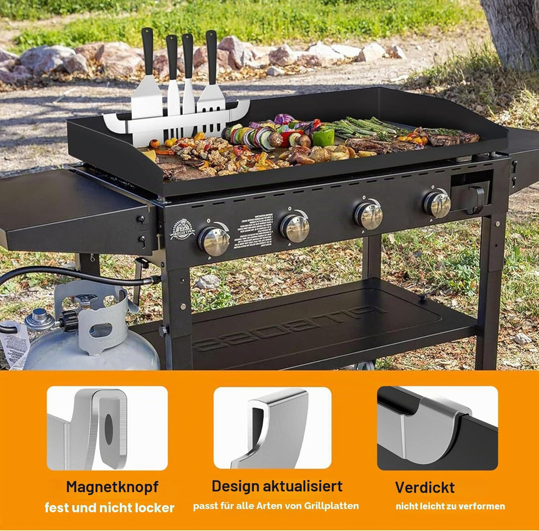 25,4 cm Grillspachtelhalter, magnetisches Design, Edelstahl, Grill-Werkzeugständer, Grillzubehör für