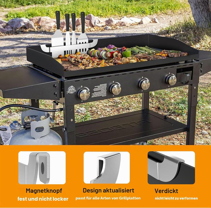 25,4 cm Grillspachtelhalter, magnetisches Design, Edelstahl, Grill-Werkzeugständer, Grillzubehör für