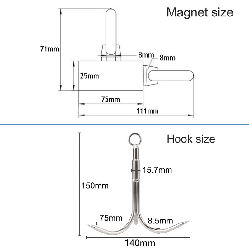 Powmag 480KG Haftkraft Doppelseitig Neodym Ösenmagnet, N52 Super Extra Starker Magnet zum Magnetfisc