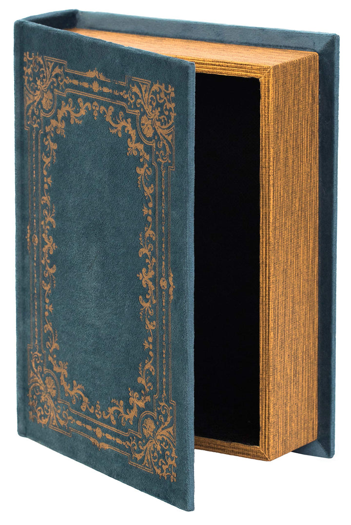Dekorative Aufbewahrungsbox in Buchform, Vintage-Stil, Blau, Blau