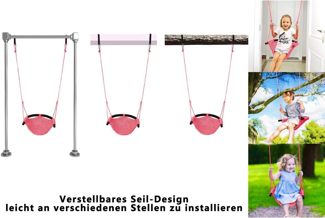 kinderschaukel Outdoor,Handgestrickter Bequem und Atmungsaktiv Kinder Schaukelsitz,Höhenverstellbar