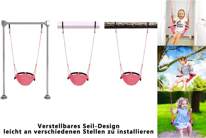kinderschaukel Outdoor,Handgestrickter Bequem und Atmungsaktiv Kinder Schaukelsitz,Höhenverstellbar