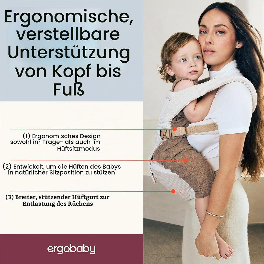 Ergobaby Alta Hip Seat Babytrage mit Babyhüftsitz für Babys und Kleinkinder ab 4 Monaten (5,5 kg - 2