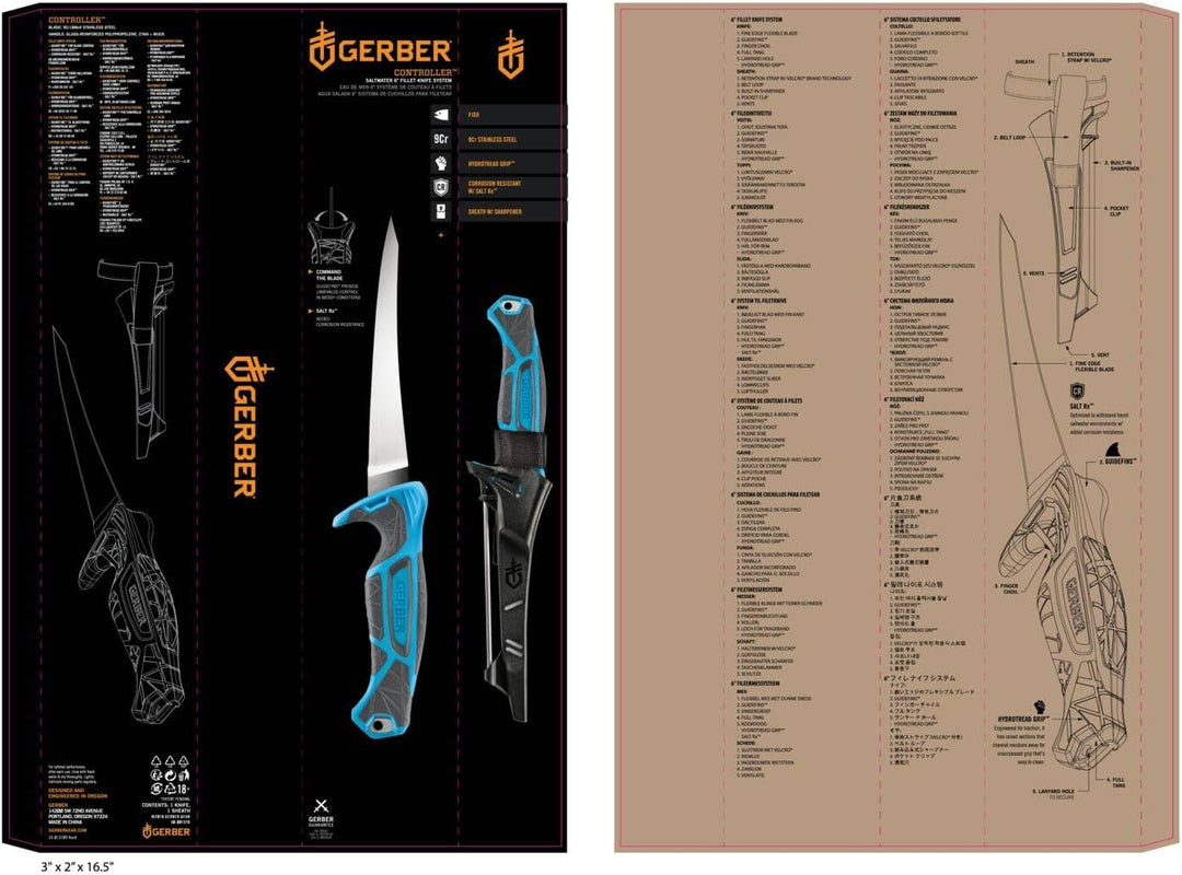 Gerber Anglermesser mit Scheide und Schleifstein, Controller 6‘‘, Klingenlänge: 16 cm, 31-003557 6"