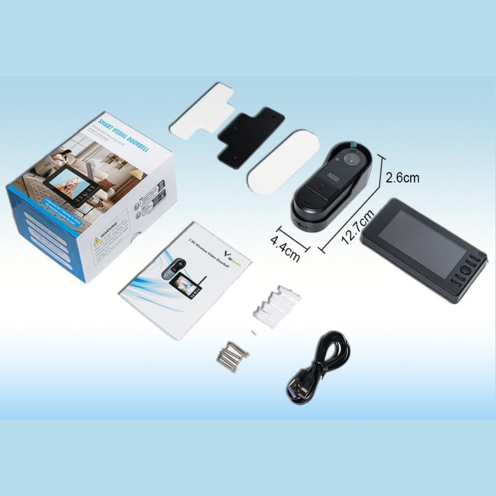 Winnes Türklingel mit Kamera Kabellos Wasserdicht IP65, Drahtlose Video Türklingel mit 1080P 4,3'' I