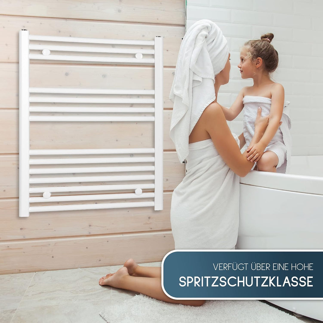 anapont elektrischer Badheizkörper 775x500 weiss gerade | Timer-Funktion, Made in Germany, optionale
