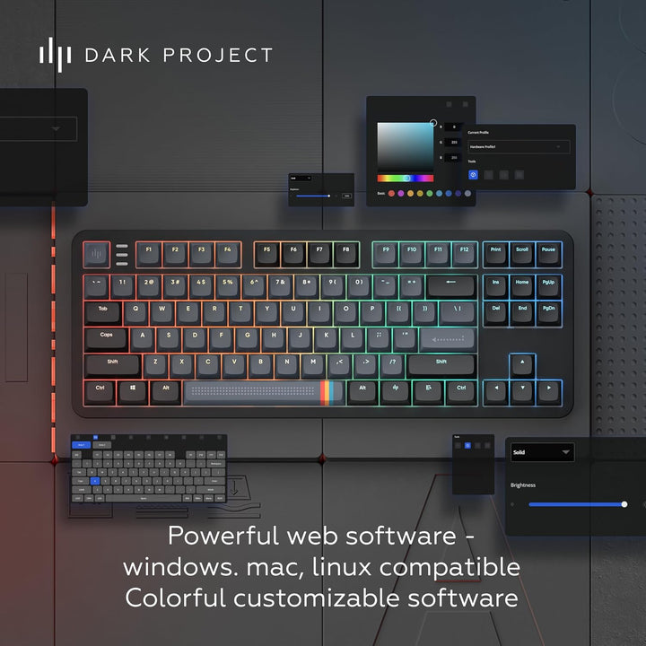 Dark Project Mechanische Gaming-Tastatur | ANSI ENG | Hot-Swap | G3MS Zircon Speed-geschmierte Schal