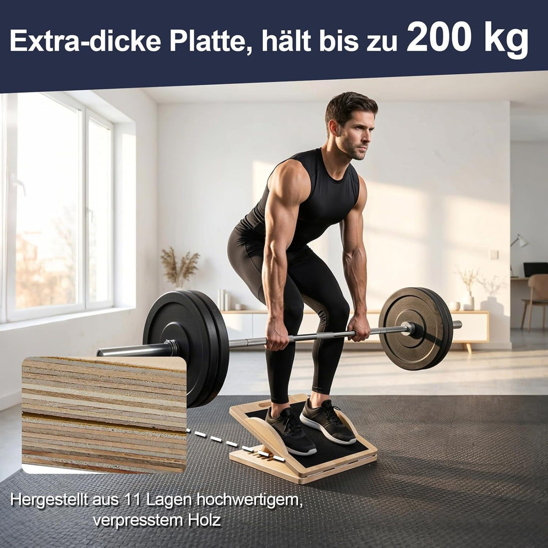 Wadendehner Schrägbrett aus Holz, 3 in 1 Stretch Board Balance Board mit 5 Winkeln und Tragegriff, K