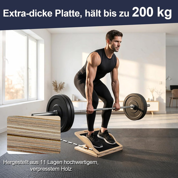 Wadendehner Schrägbrett aus Holz, 3 in 1 Stretch Board Balance Board mit 5 Winkeln und Tragegriff, K