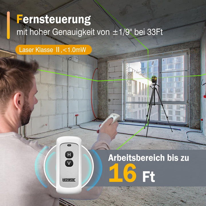 Kreuzlinienlaser mit Stativ,3 x 360°Laser Wasserwaage Selbstnivellierend,Linienlaser mit Teleskopsta