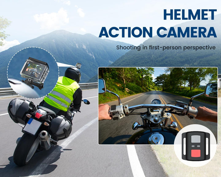 Dual Screen Action Cam 4K Mit 64GB Karte, 48MP WiFi ActionKameras, 40M Unterwasserkamera Mit EIS,170