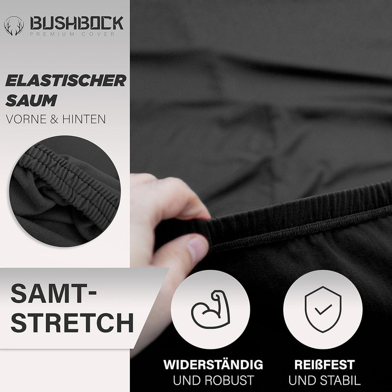 BUSHBOCK® Premium Autoabdeckung Indoor - Satin Schutzhülle Stoff - Abdeckplane Autoplane Autogarage