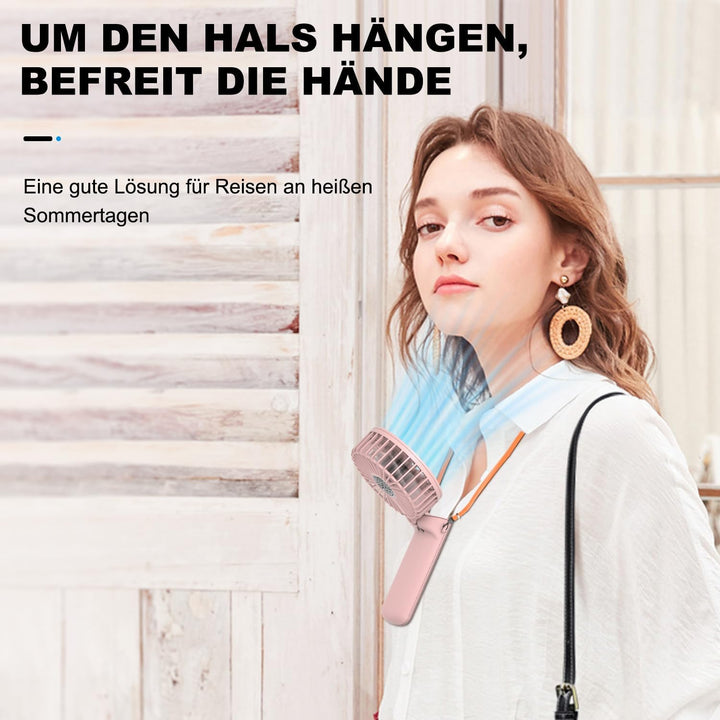 Lepwings Handventilator, 2 Stück Mini Ventilator USB Wiederaufladbar, 5,5-16 Std. Laufzeit, 4 Windge
