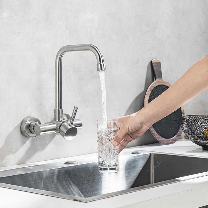 ONECE Wandmontage Küchenarmatur mit 11 cm Lochrabstand, Wasserhahn in Wand | Wandarmatur Küche aus E