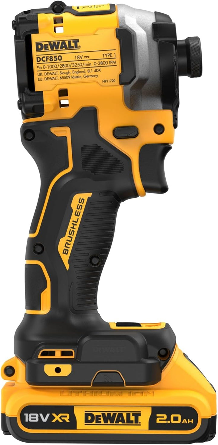 Dewalt 18 Volt Akku ¼“ Schlagschrauber DCF850D2T (bürstenloser Motor, ¼“ Innensechskant Aufnahme, ma