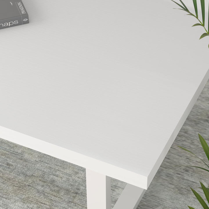 IBF Weiss Couchtisch, minimalistscher industrieller Holzzentertisch, moderner einfacher rechteckiger