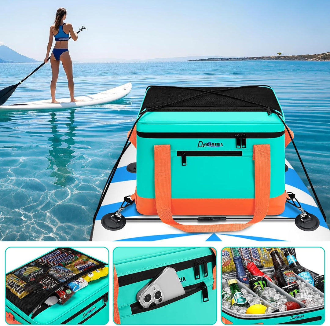Paddle Board Cooler Wasserdicht, Super Capacity SUP Paddleboard Deck Cooler mit Schultergurt & 6 ela