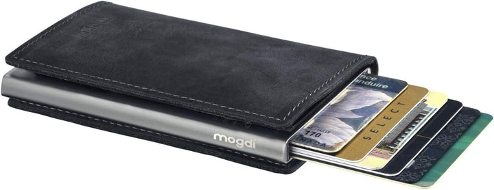 mogdi Nano Black Premium Herren Portmonee RFID Schutz Kartenetui Business Geldbörse feinstes A++ Ech