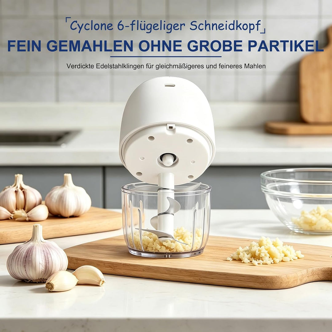 Zerkleinerer Küche Elektrisch 350 ml Glasbehälter, Zwiebel Zerkleinerer Elektrisch mit 6 Edelstahlkl