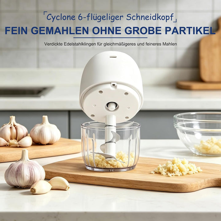 Zerkleinerer Küche Elektrisch 350 ml Glasbehälter, Zwiebel Zerkleinerer Elektrisch mit 6 Edelstahlkl