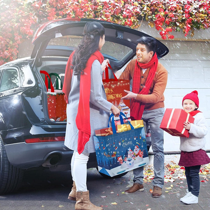 AhfuLife 18 Stück Geschenktüten Weihnachten Gross, Non Woven Weihnachtstaschen Weihnachtstüten Gesch