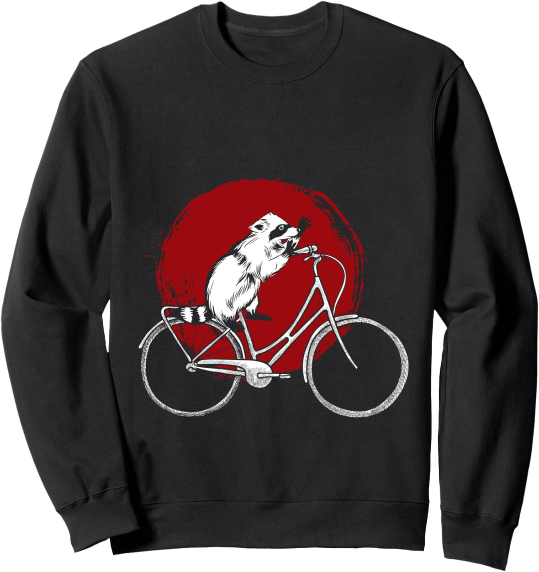 Niedliches Radfahrer Tier Geschenk Fahrrad Waschbär Sweatshirt
