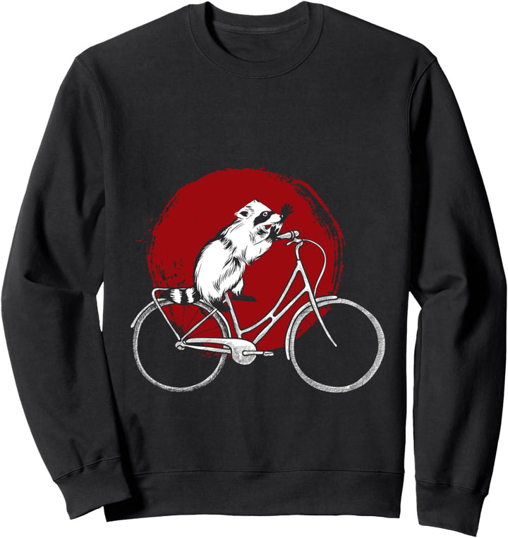 Niedliches Radfahrer Tier Geschenk Fahrrad Waschbär Sweatshirt