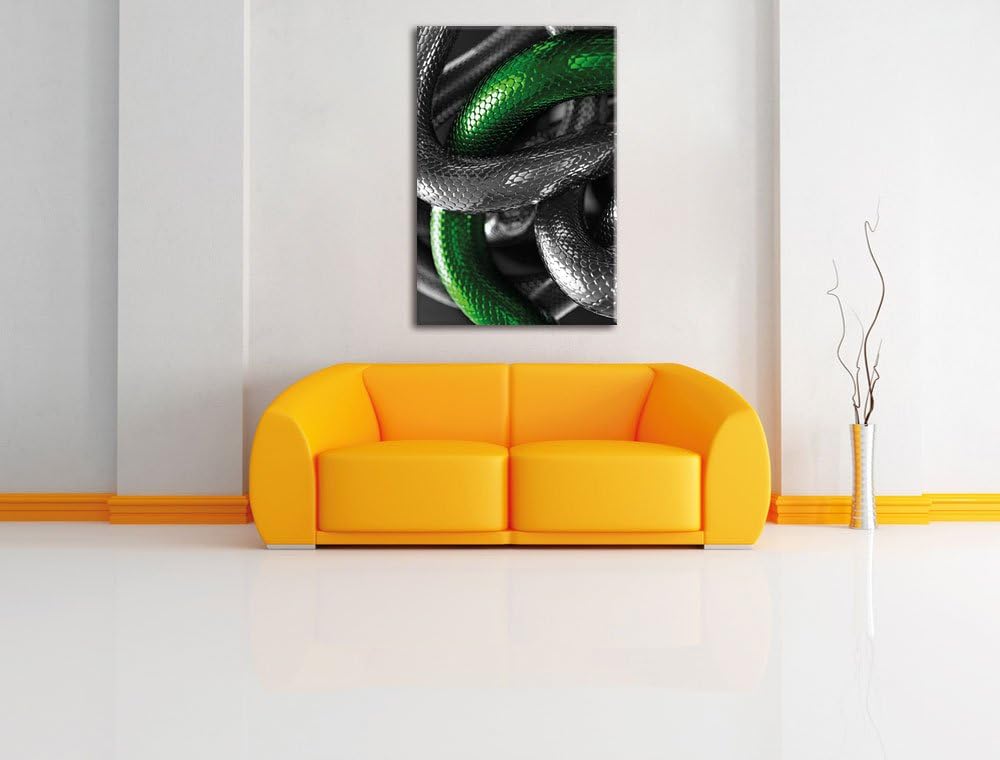 Pixxprint ineinander verschlungene Schlangen, Format: 80x120 auf hochkantiges Leinwand, XXL riesige