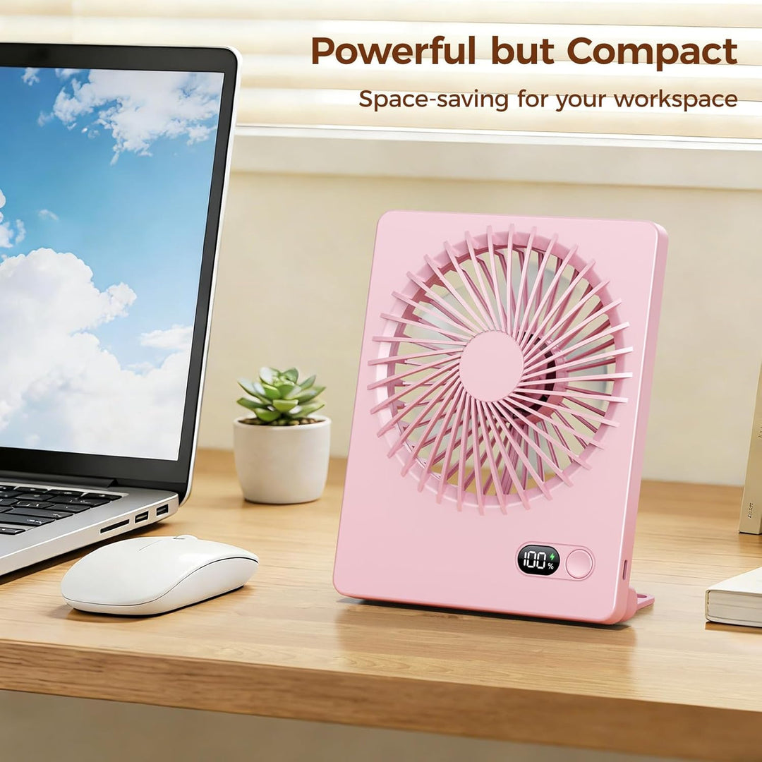 TriPole Leiser Tischventilator, 2000mAh USB Akkuventilator mit LED-Akkuanzeige, Laufzeit 6-16 Std, 3