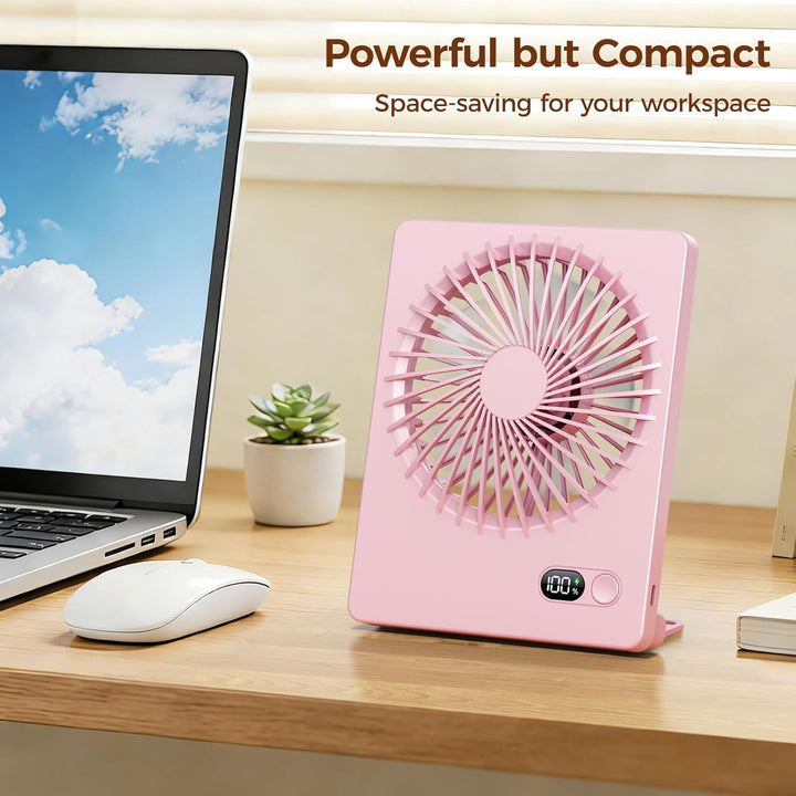 TriPole Leiser Tischventilator, 2000mAh USB Akkuventilator mit LED-Akkuanzeige, Laufzeit 6-16 Std, 3