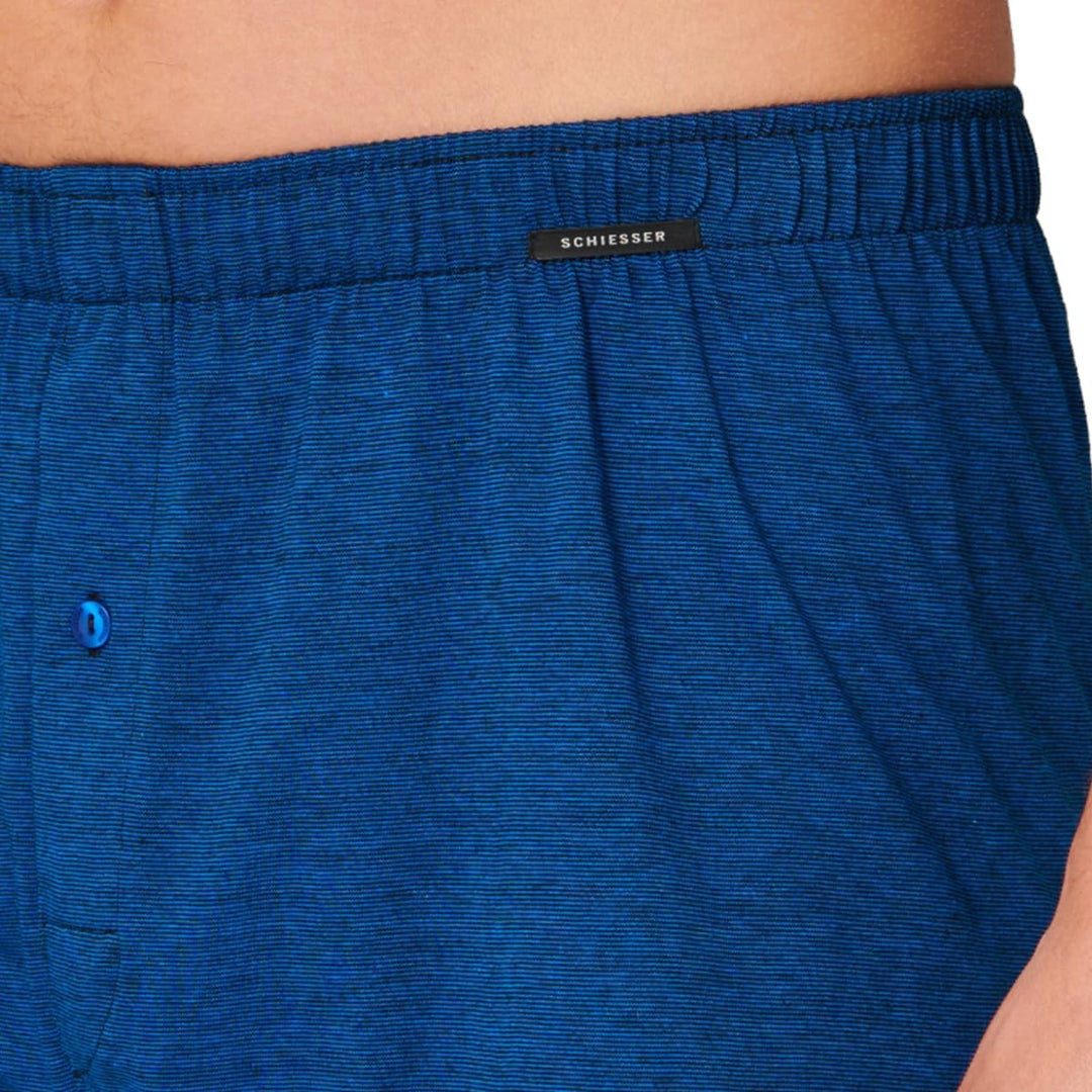 Schiesser 2er Pack Singel-Jersey - Herren - Boxershorts - Unterhose L Blau / Schwarz (901), L Blau /