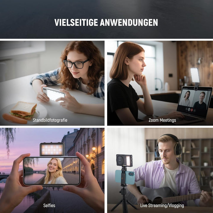 NEEWER Basics Magnetisches Handy Selfie Licht für iPhone, MagSafe, doppelseitiger Clip, LED Beleucht