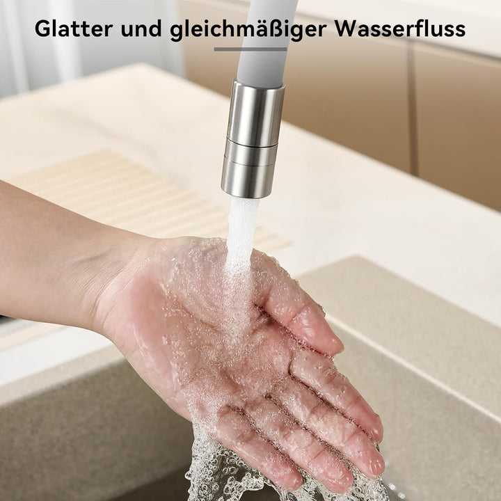 CECIPA Flexibler Küchenarmatur Grau, Wasserhahn Küche mit 2 Strahlarten, Mischbatterie Küche, Spülti