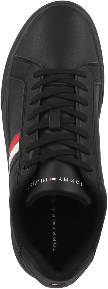 Tommy Hilfiger Herren Corporate Cup Leather Stripes Fm0fm04275 Cupsole Sneaker 40 EU Schwarz, 40 EU