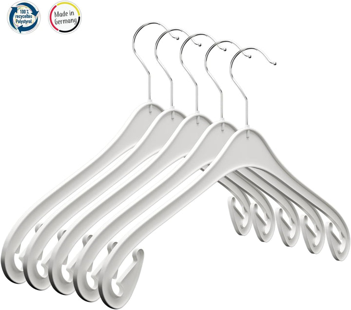 Kleiderbügel NA 43 cm - 100 Stück - aus Kunststoff- weiss - 360° drehbarer Haken - platzsparend - He